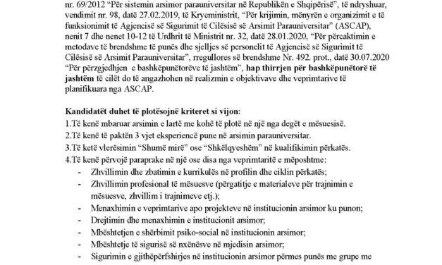 Njoftim për bashkëpunëtorë